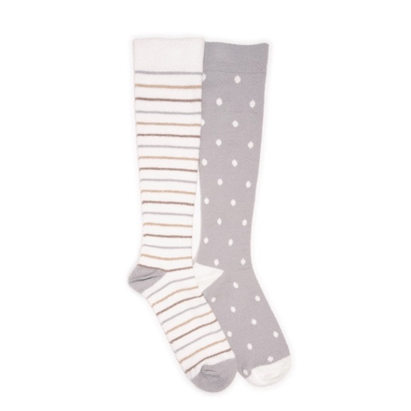 MUK LUKS 2 Pair Compression Knee High Socks, Grey-Stripes, Regular Calf Sz: 6-10 - Picture 2 of 10